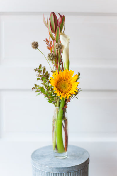 white calla lily and sunflower bouquets Sunflower and Calla Lily Arrangement – Rooted in Montana